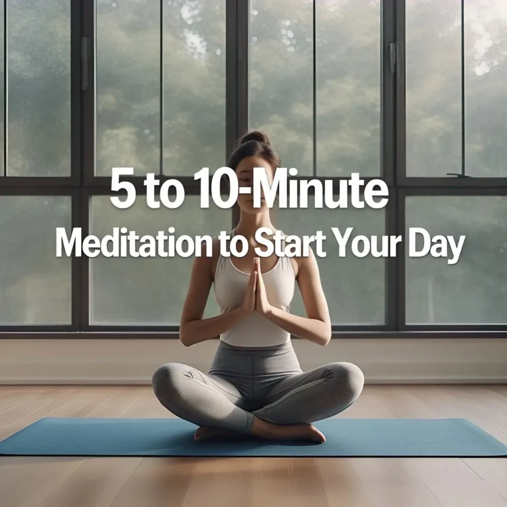 A calming scene of someone performing a 5-minute body scan meditation at a center for stress reduction.