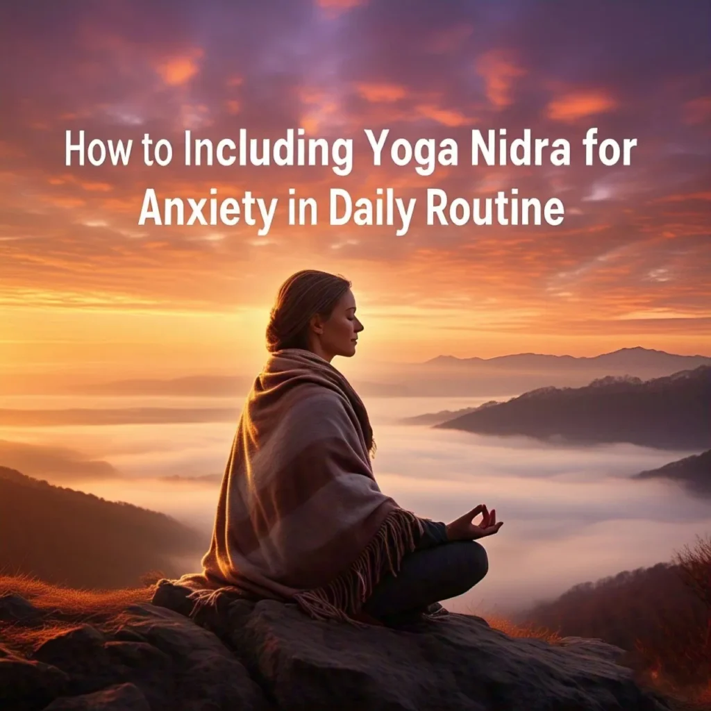 A serene woman practicing yoga nidra for anxiety, achieving a clear mind peaceful heart and a peaceful life.