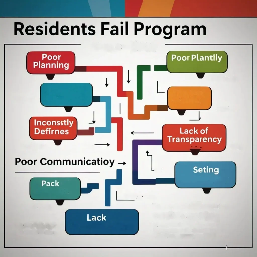 Infographic summarizing lessons learned on complex project failures and solutions.