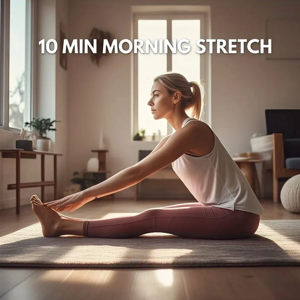 The young girl doing a morning yoga stretch with yoga for energy in a beginners yoga class near me.