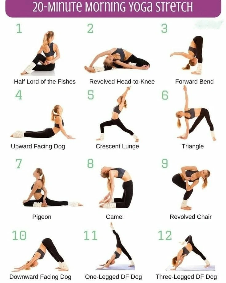 Woman enjoying a 15 minute morning yoga session for a daily yoga routine at home.