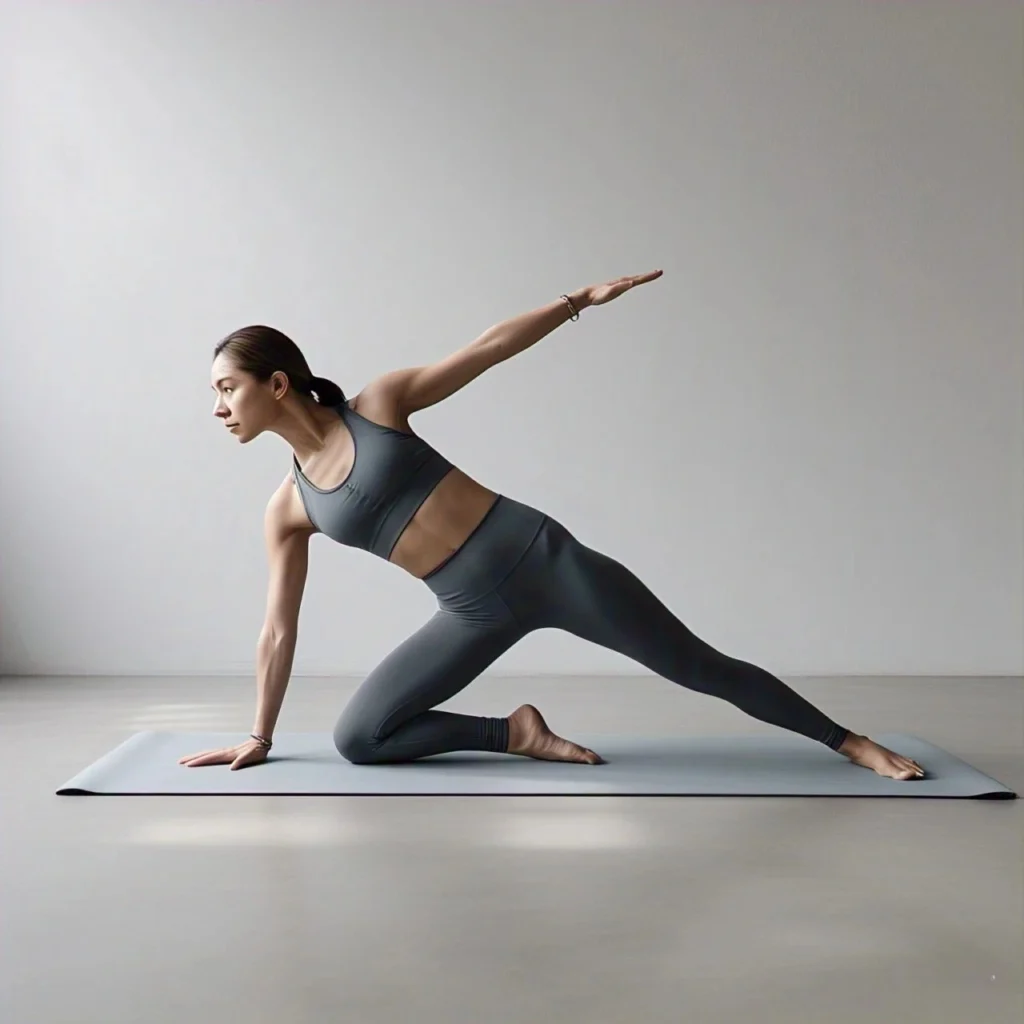 Yogi stress relief tea beside a person practicing yoga or meditation stock photo for beginner yoga near me.