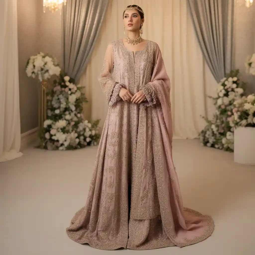 Elegant Pakistani bridal suit combining tradition, culture, and modern style – bride’s outfit symbolizing beauty, comfort, and confidence on the wedding day.